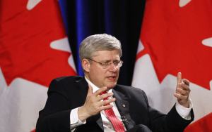 Canada's Prime Minister Stephen Harper speaks at the Prospectors and Developers Association of Canada Convention in Toronto